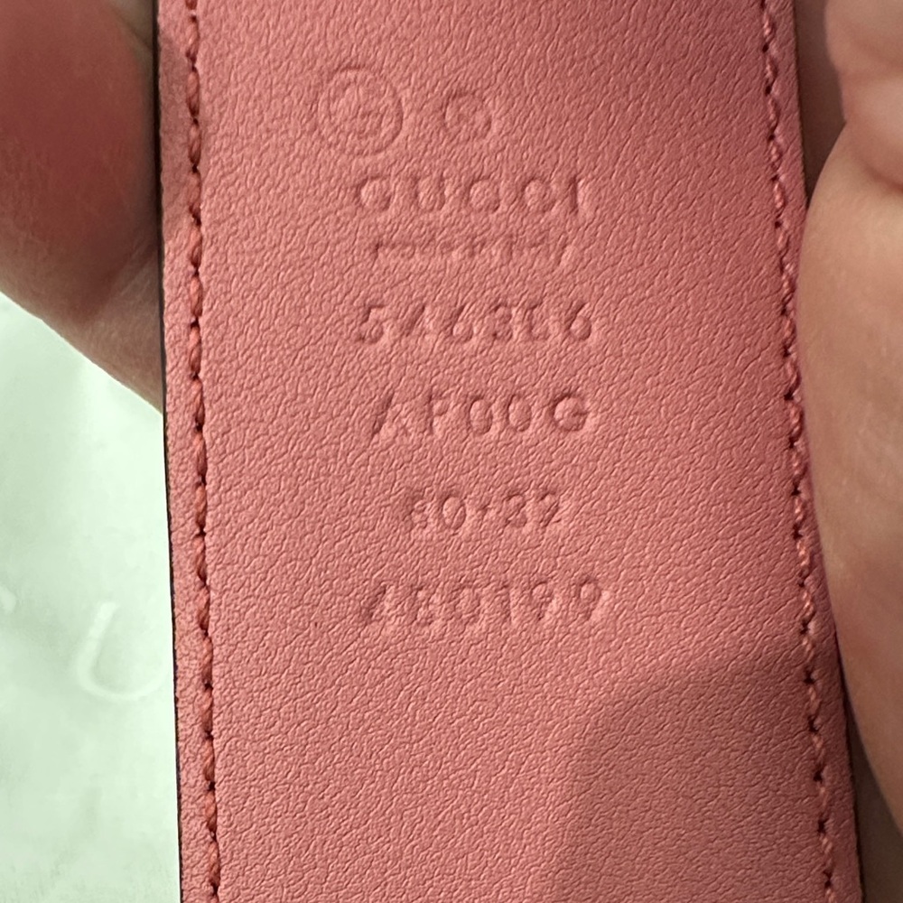 Authentic! New with Tag Gucci Pink Leather Gold Buckle Belt Dust Bag sz 80 / 32 - Picture 5 of 8